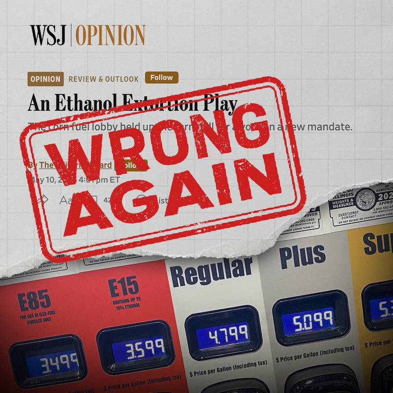 Growth Energy pointed out that the latest anti-ethanol WSJ editorial glosses over the fact that E15 saves consumers money.